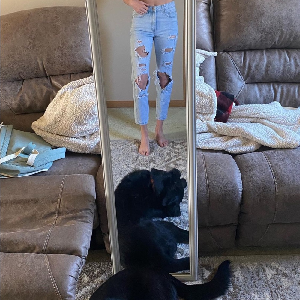 Garage light wash mom jeans